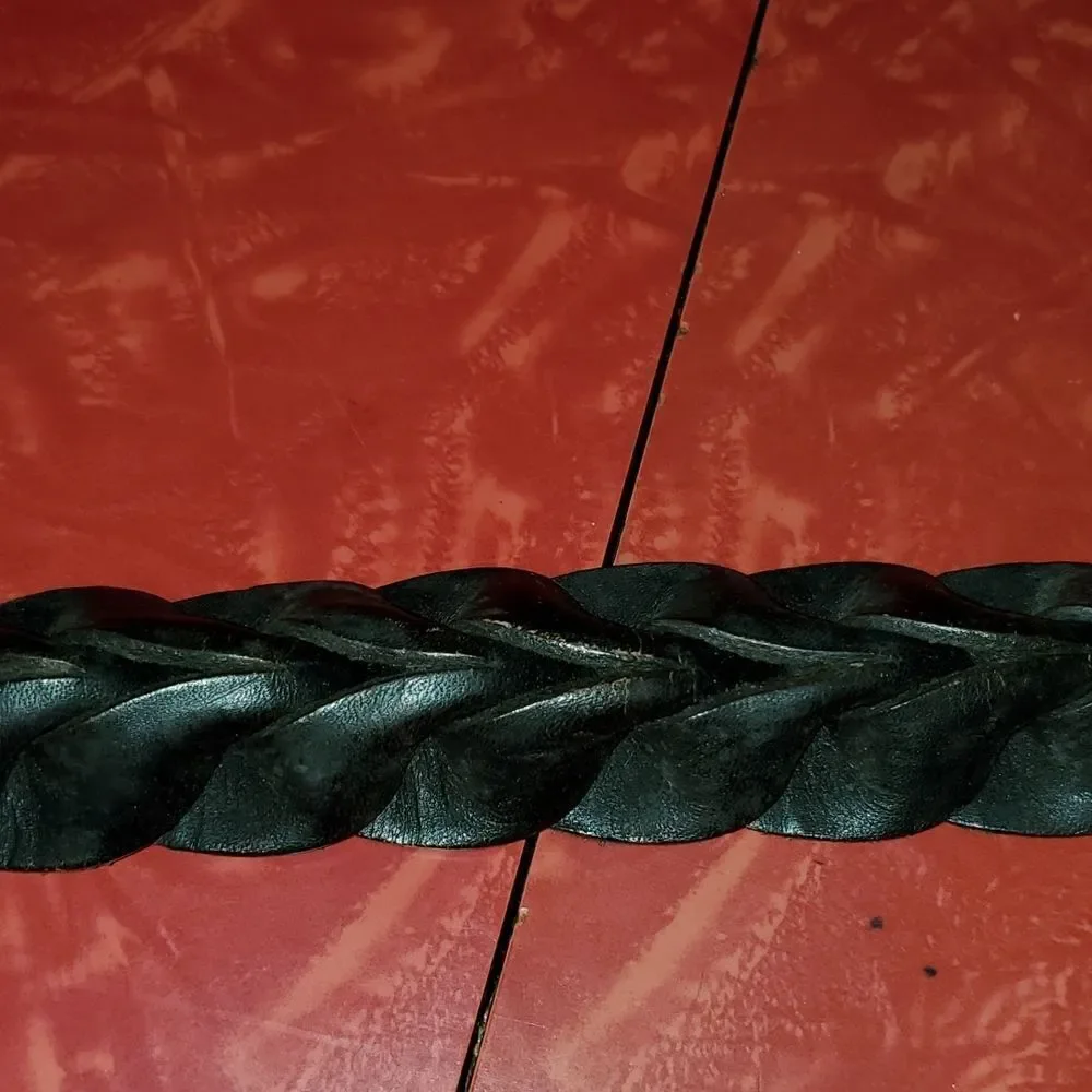 Vintage Brighton Black Leather Woven Belt 36